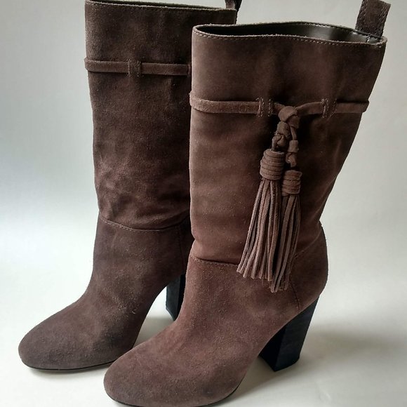 Vince Camuto Slouch Grey Suede Leather Boots 7 - Picture 4 of 14